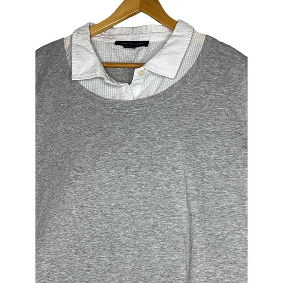 Tommy Hilfiger two extra large, 2 for 1 sweater collar button up gray white long - Picture 3 of 14